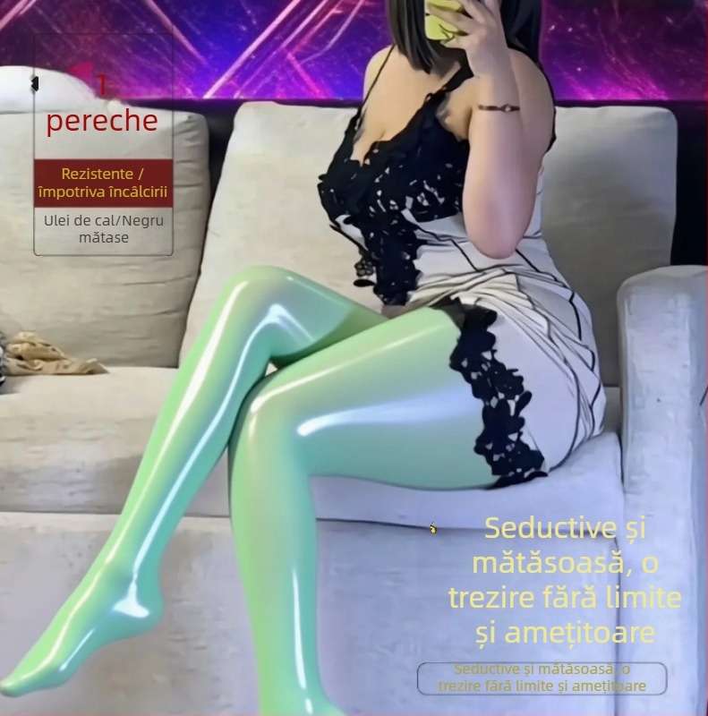 Colanți din nylon pentru modelare, ultra-subțiri, denier 5D, culoare solidă, lungime integrală, design anti-agățare