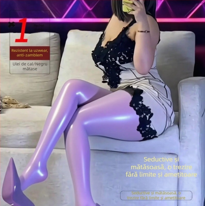 Colanți din nylon pentru modelare, ultra-subțiri, denier 5D, culoare solidă, lungime integrală, design anti-agățare