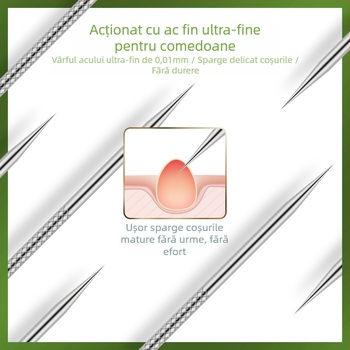 Set de ace pentru acnee — oțel inoxidabil cu electroplacare, unelte de frumusețe, durată lungă de viață, varietate de ace pentru acnee