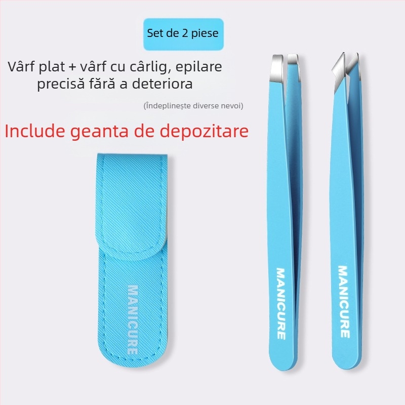 Clip pentru sprâncene – set de patru piese în cutie, precizie înaltă din oțel inoxidabil, Little Genius