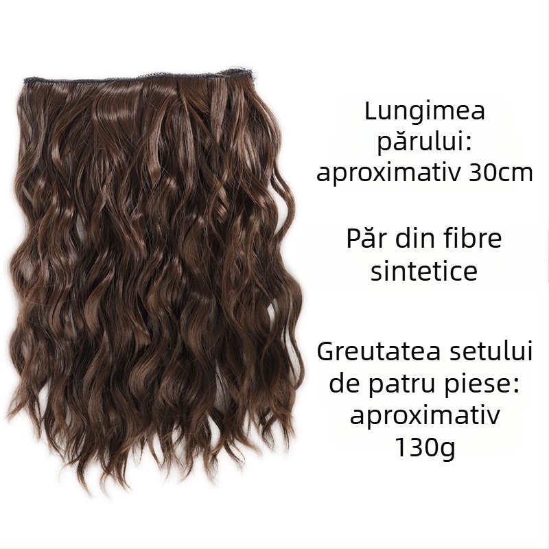 Set de patru extensii de păr buclate, fibre rezistente la temperatură; potrivire universală; nu este potrivită pentru vopsire sau îndreptare