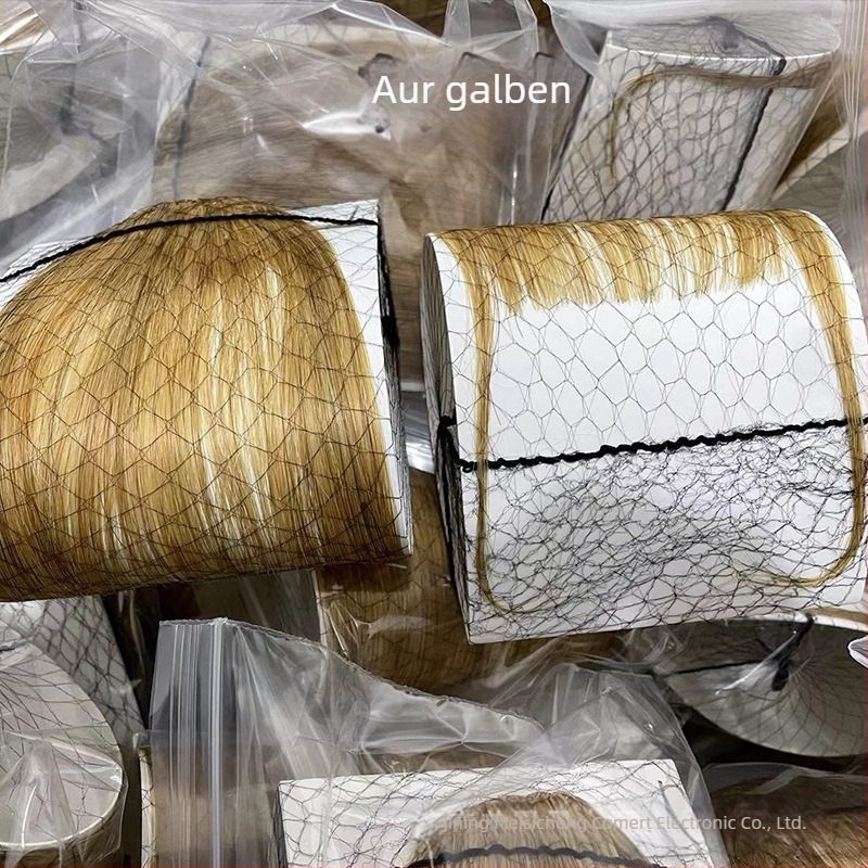 Perucă cu breton pentru femei, 100% păr uman, fabricată complet manual, breton drept sau pe partea laterală, model MSC0417