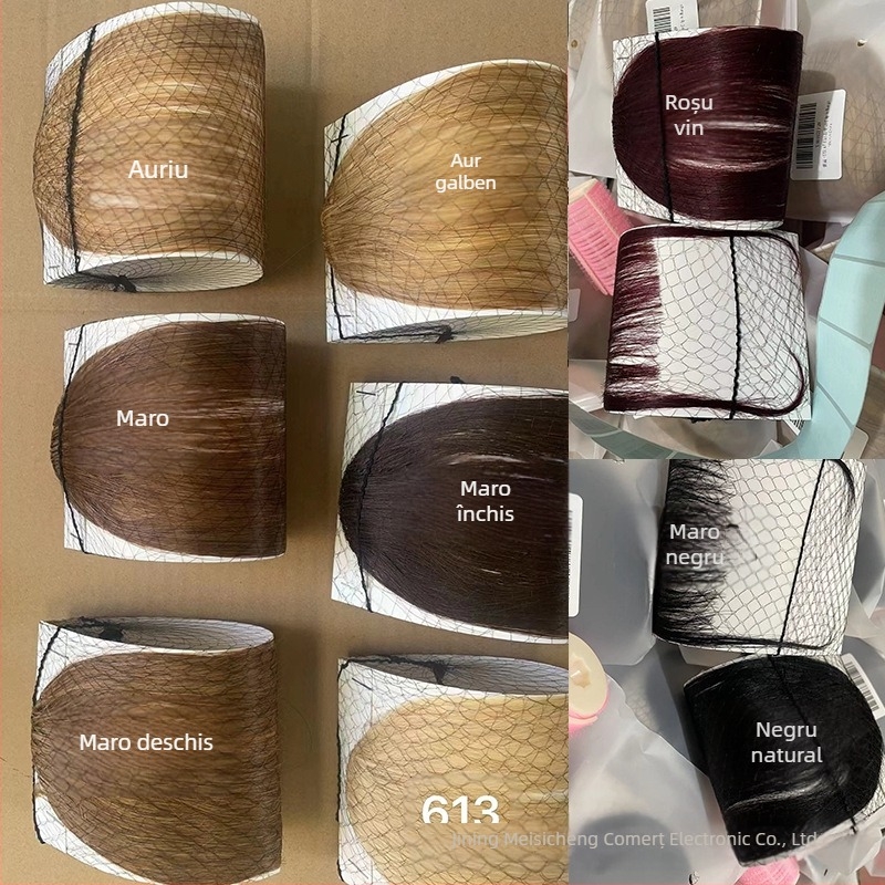 Perucă cu breton pentru femei, 100% păr uman, fabricată complet manual, breton drept sau pe partea laterală, model MSC0417