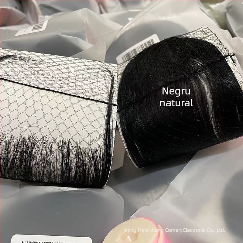 Perucă cu breton pentru femei, 100% păr uman, fabricată complet manual, breton drept sau pe partea laterală, model MSC0417