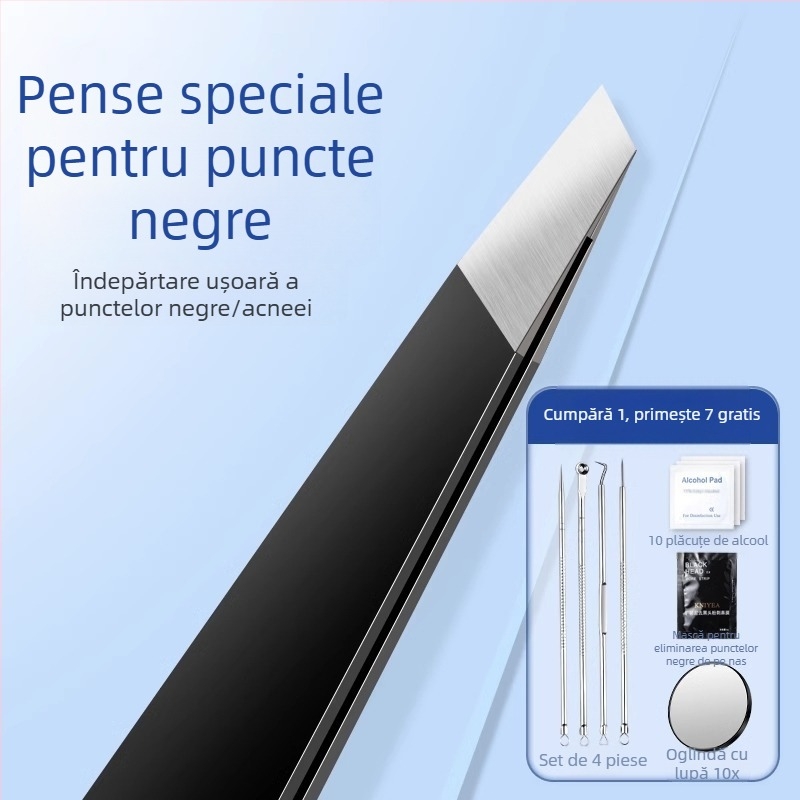 Clește pentru eliminarea punctelor negre cu vârf plat, ac de acnee ultra ascuțit, pentru uz zilnic — Little Teana