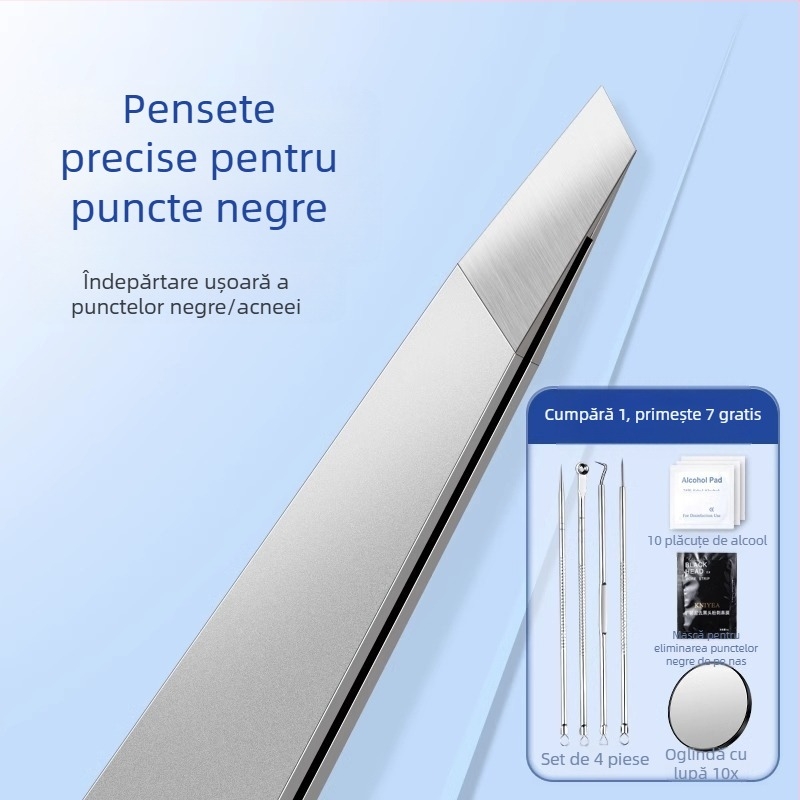 Clește pentru eliminarea punctelor negre cu vârf plat, ac de acnee ultra ascuțit, pentru uz zilnic — Little Teana