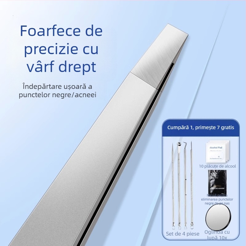 Clește pentru eliminarea punctelor negre cu vârf plat, ac de acnee ultra ascuțit, pentru uz zilnic — Little Teana