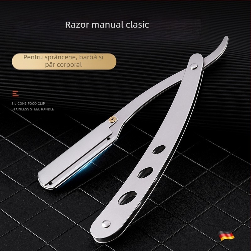 rasor manual cu design vintage, marca Steel will, neimportat, cutie cu 400 buc.