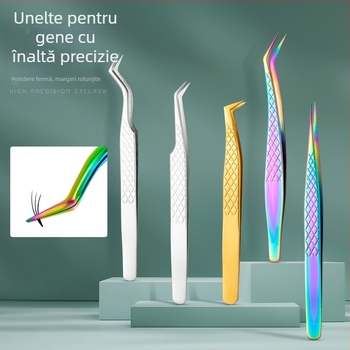 Set profesional de pensete pentru gene false – precizie înaltă, oțel inoxidabil, model diamant, marca Yihong