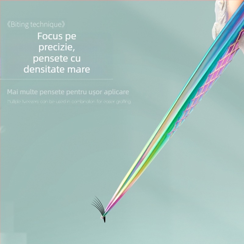 Set profesional de pensete pentru gene false – precizie înaltă, oțel inoxidabil, model diamant, marca Yihong