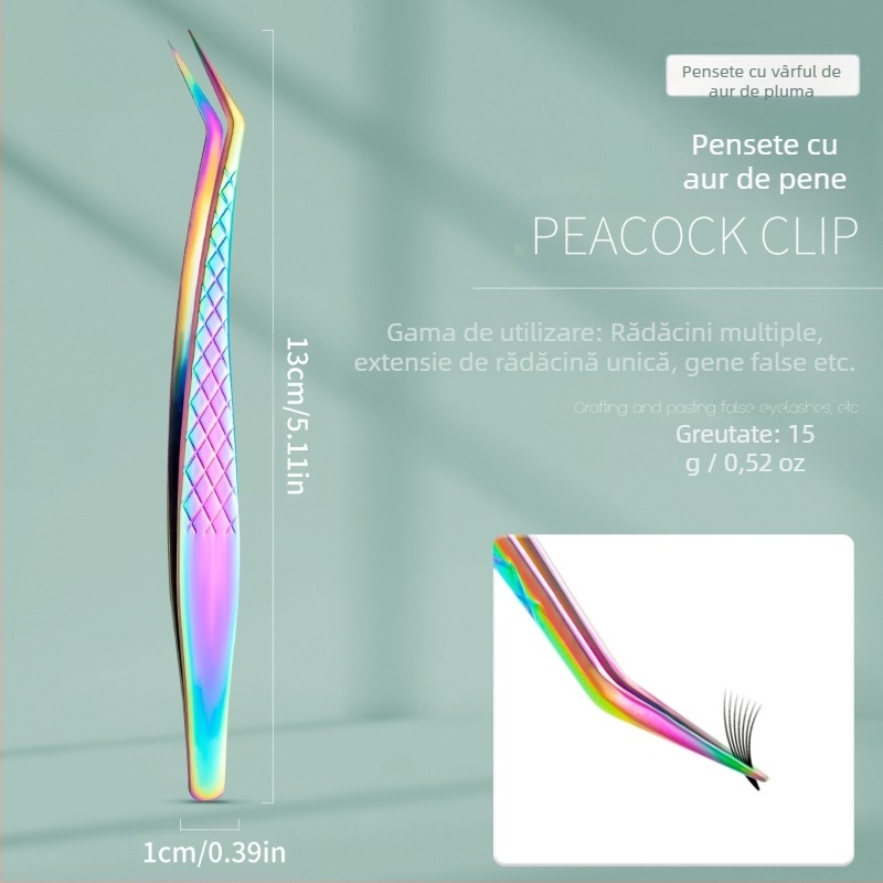 Set profesional de pensete pentru gene false – precizie înaltă, oțel inoxidabil, model diamant, marca Yihong