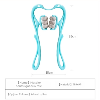 Masajer Pat Pat Le — masaj manual cu șase roți pentru gât și spate, greutate 287 g