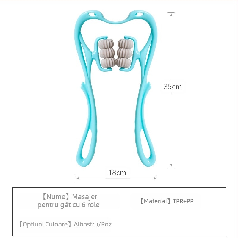 Masajer Pat Pat Le — masaj manual cu șase roți pentru gât și spate, greutate 287 g