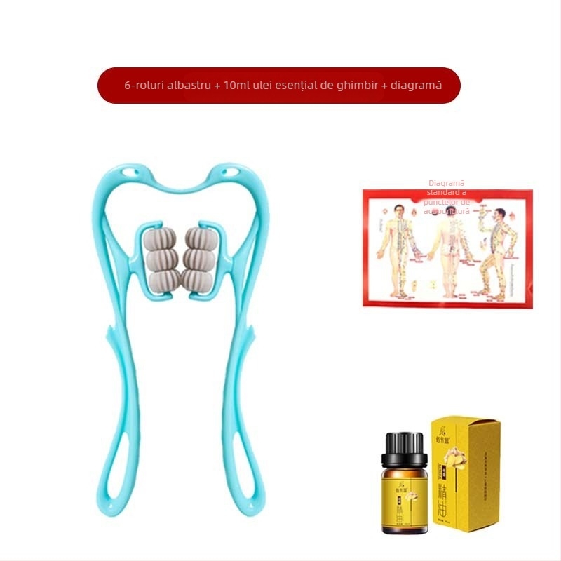 Masajer Pat Pat Le — masaj manual cu șase roți pentru gât și spate, greutate 287 g