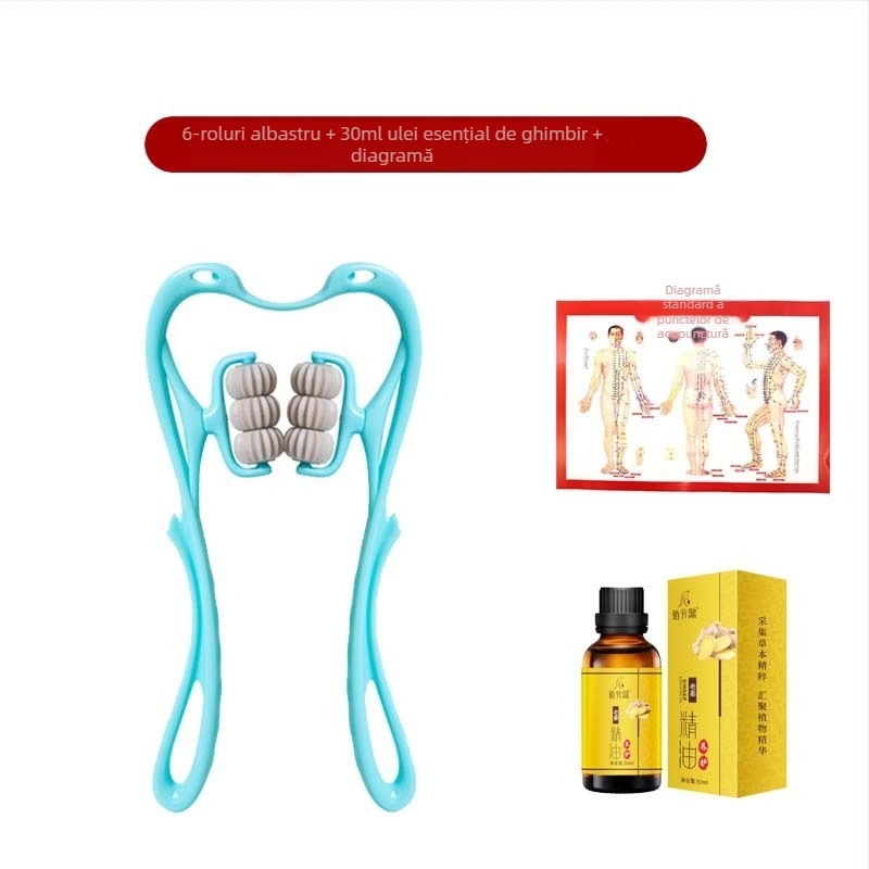 Masajer Pat Pat Le — masaj manual cu șase roți pentru gât și spate, greutate 287 g