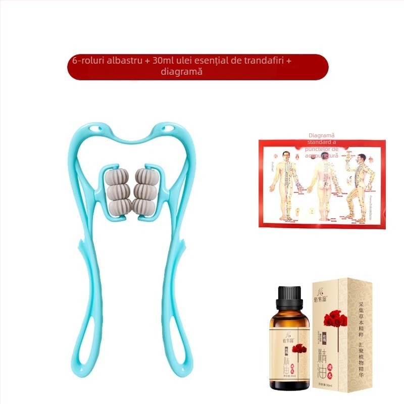 Masajer Pat Pat Le — masaj manual cu șase roți pentru gât și spate, greutate 287 g