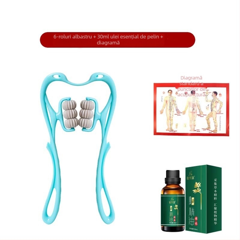 Masajer Pat Pat Le — masaj manual cu șase roți pentru gât și spate, greutate 287 g