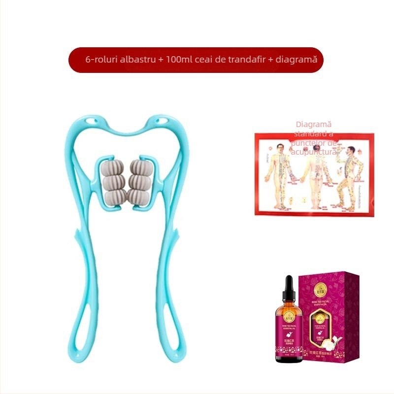 Masajer Pat Pat Le — masaj manual cu șase roți pentru gât și spate, greutate 287 g