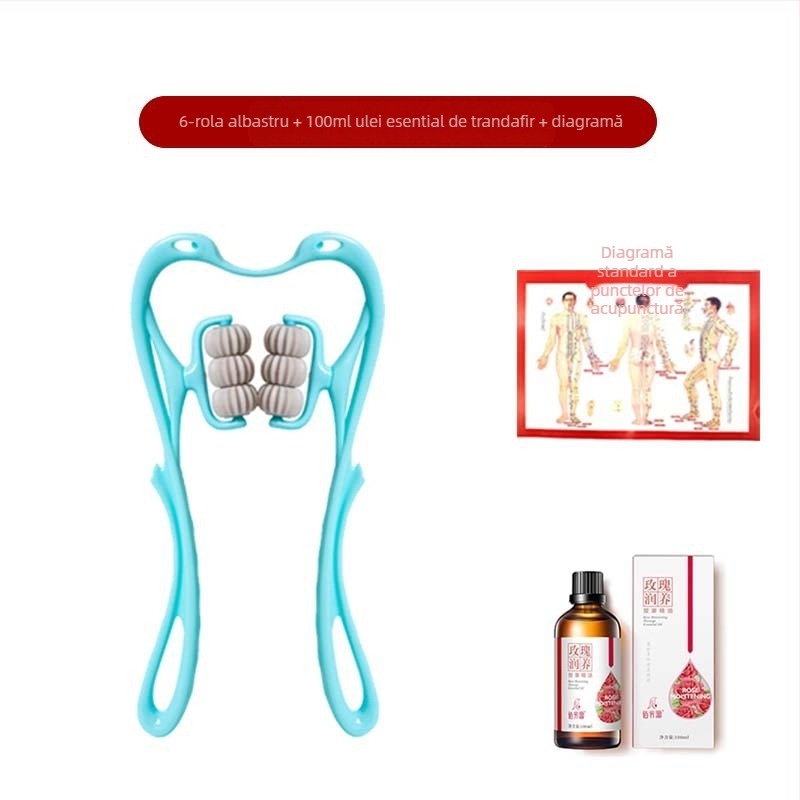 Masajer Pat Pat Le — masaj manual cu șase roți pentru gât și spate, greutate 287 g