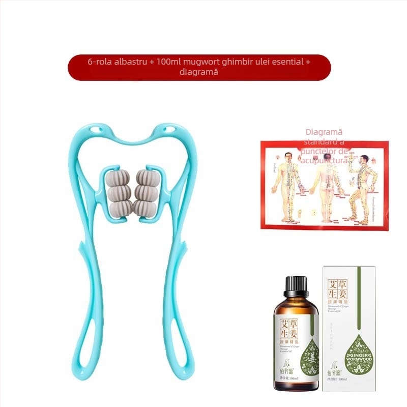 Masajer Pat Pat Le — masaj manual cu șase roți pentru gât și spate, greutate 287 g