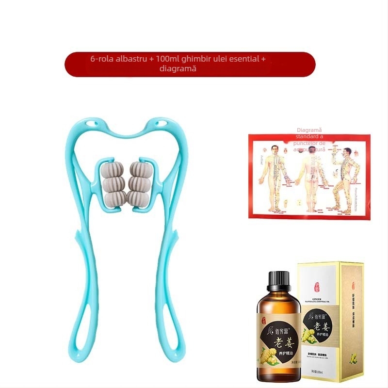 Masajer Pat Pat Le — masaj manual cu șase roți pentru gât și spate, greutate 287 g