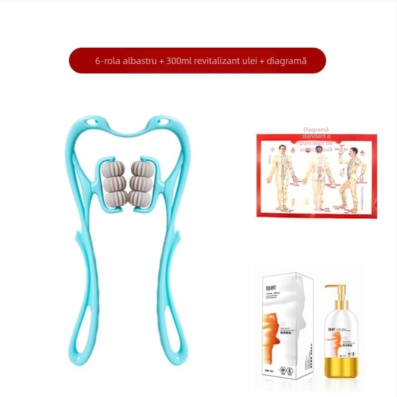 Masajer Pat Pat Le — masaj manual cu șase roți pentru gât și spate, greutate 287 g