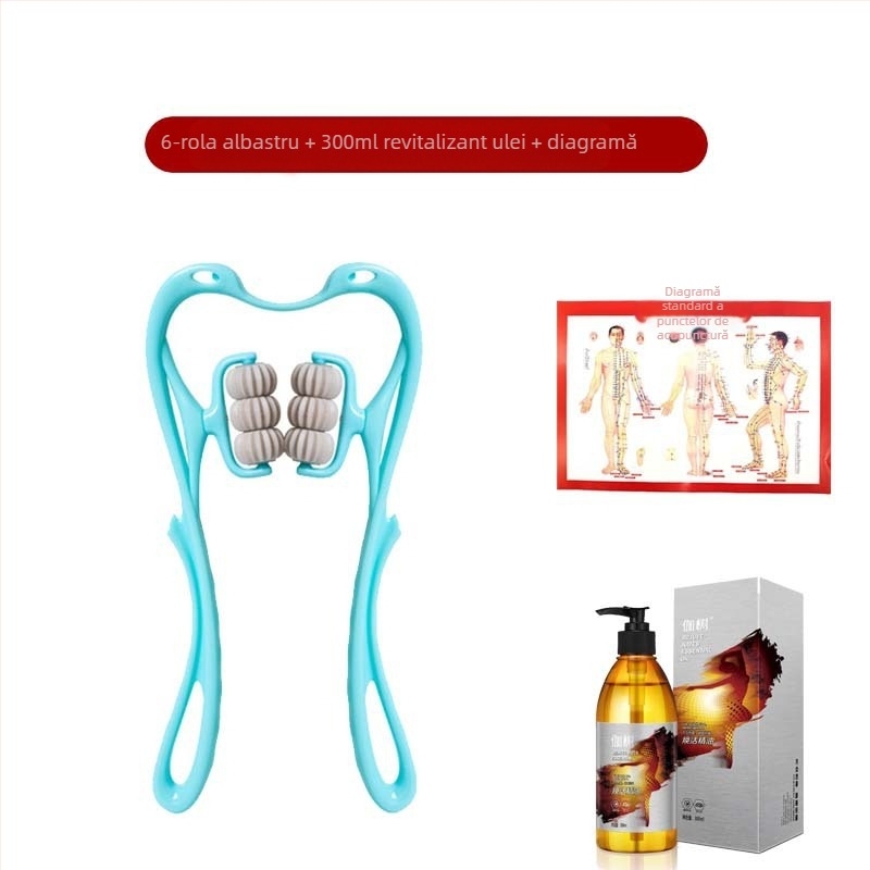 Masajer Pat Pat Le — masaj manual cu șase roți pentru gât și spate, greutate 287 g