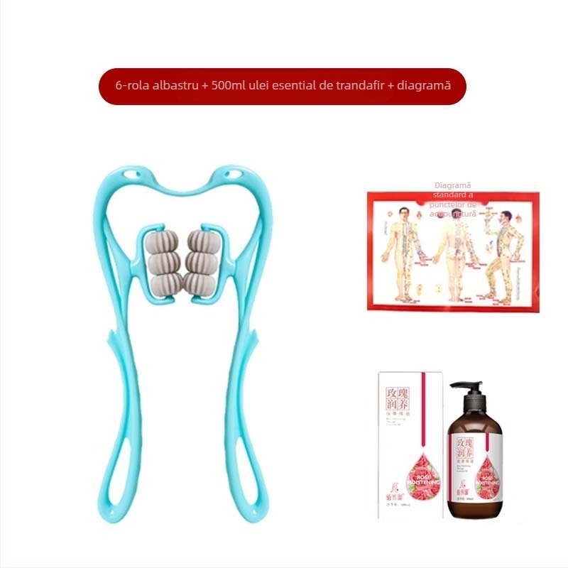 Masajer Pat Pat Le — masaj manual cu șase roți pentru gât și spate, greutate 287 g