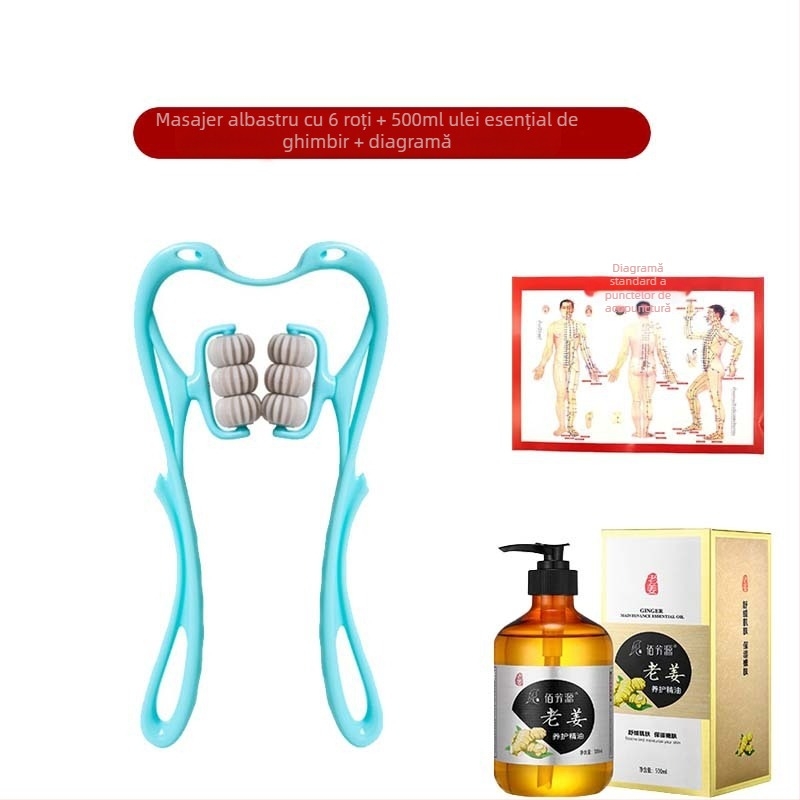 Masajer Pat Pat Le — masaj manual cu șase roți pentru gât și spate, greutate 287 g