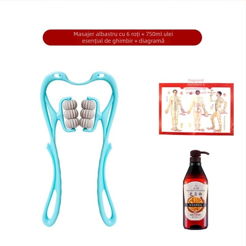 Masajer Pat Pat Le — masaj manual cu șase roți pentru gât și spate, greutate 287 g