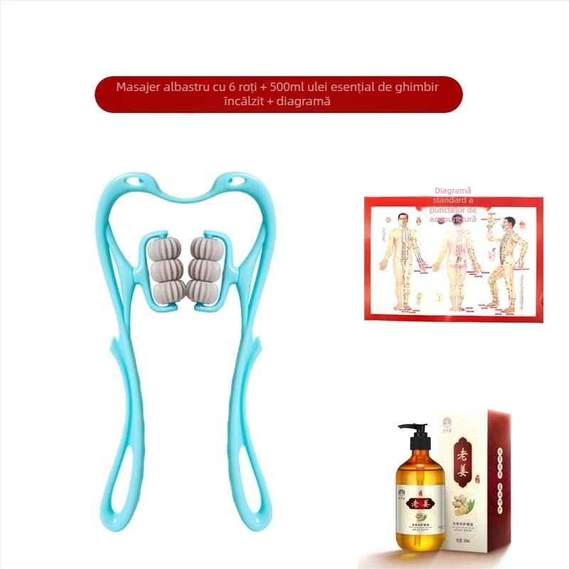 Masajer Pat Pat Le — masaj manual cu șase roți pentru gât și spate, greutate 287 g