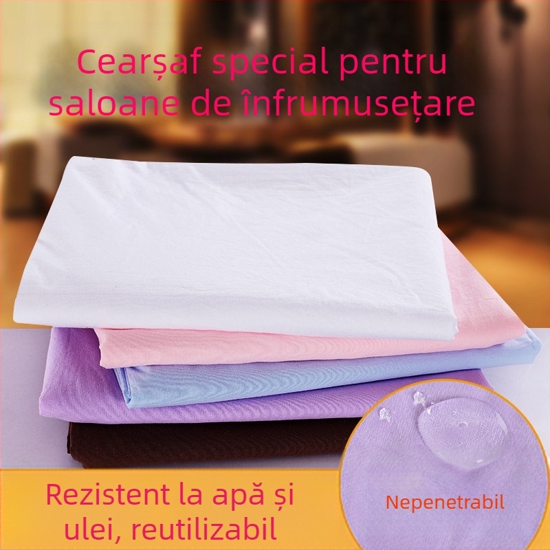 Foaie de pat pentru cosmetică, cu perforații, impermeabilă și rezistentă la ulei, amestec poliester-pamuc, personalizabil