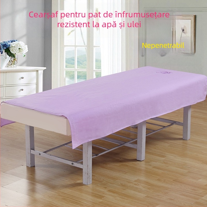 Foaie de pat pentru cosmetică, cu perforații, impermeabilă și rezistentă la ulei, amestec poliester-pamuc, personalizabil