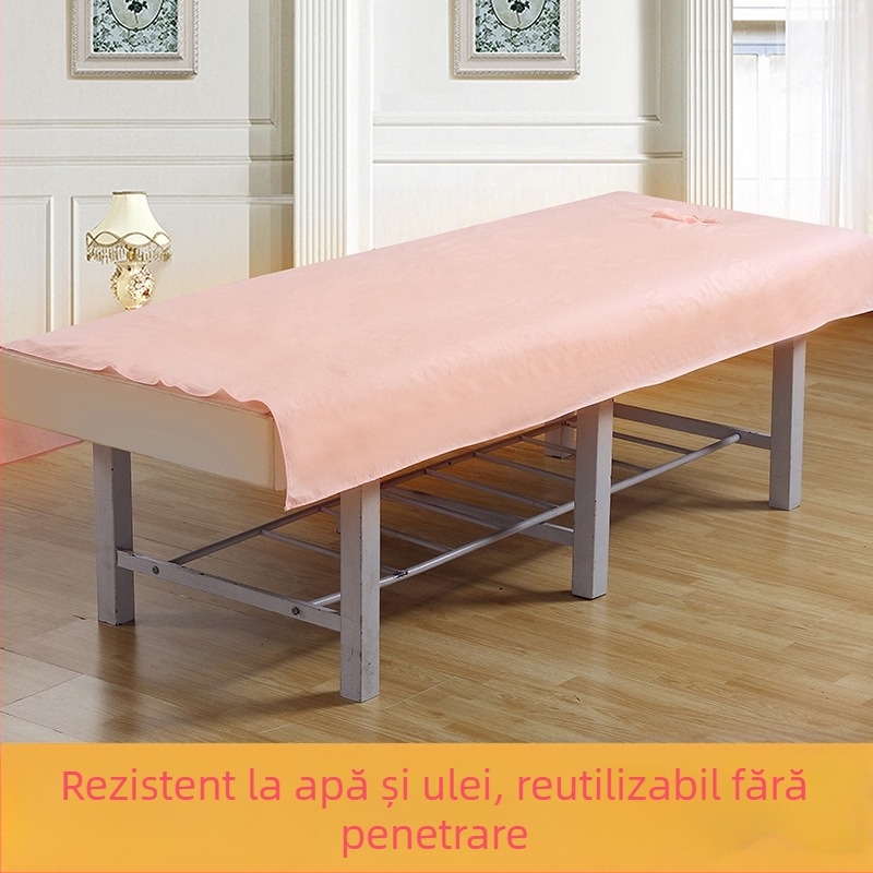Foaie de pat pentru cosmetică, cu perforații, impermeabilă și rezistentă la ulei, amestec poliester-pamuc, personalizabil
