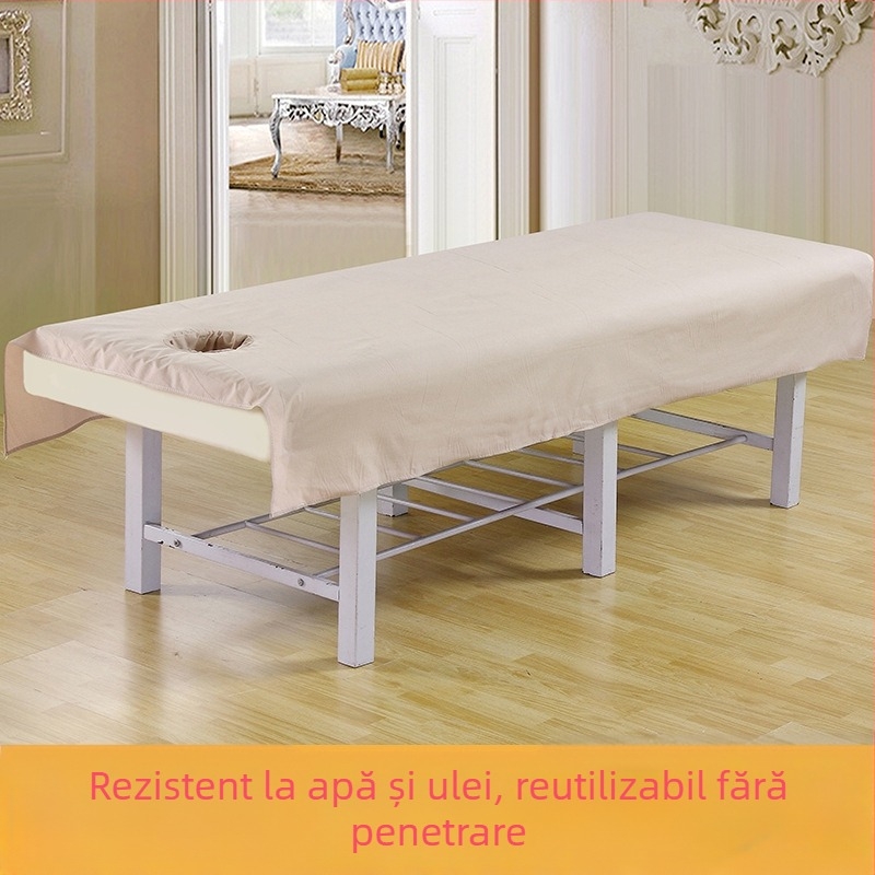 Foaie de pat pentru cosmetică, cu perforații, impermeabilă și rezistentă la ulei, amestec poliester-pamuc, personalizabil