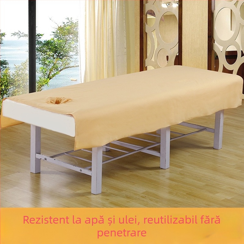 Foaie de pat pentru cosmetică, cu perforații, impermeabilă și rezistentă la ulei, amestec poliester-pamuc, personalizabil