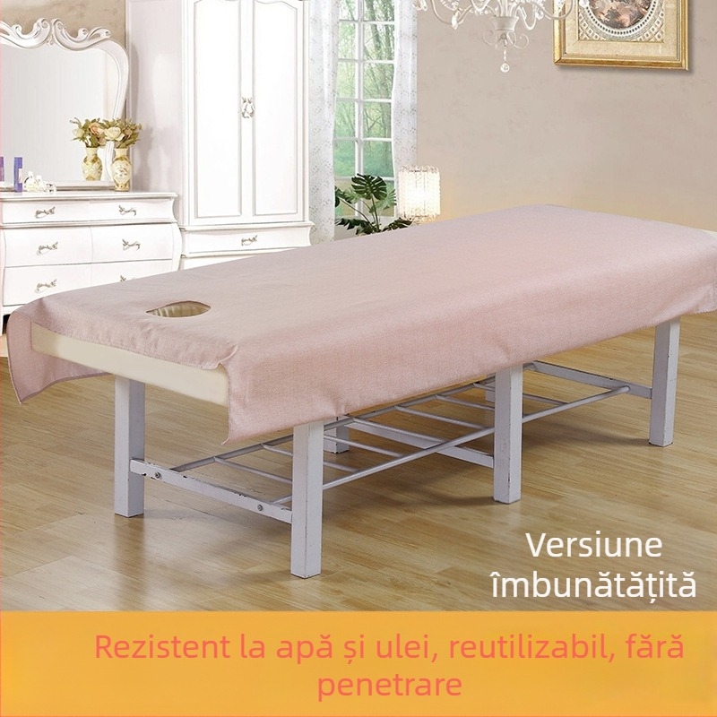 Foaie de pat pentru cosmetică, cu perforații, impermeabilă și rezistentă la ulei, amestec poliester-pamuc, personalizabil