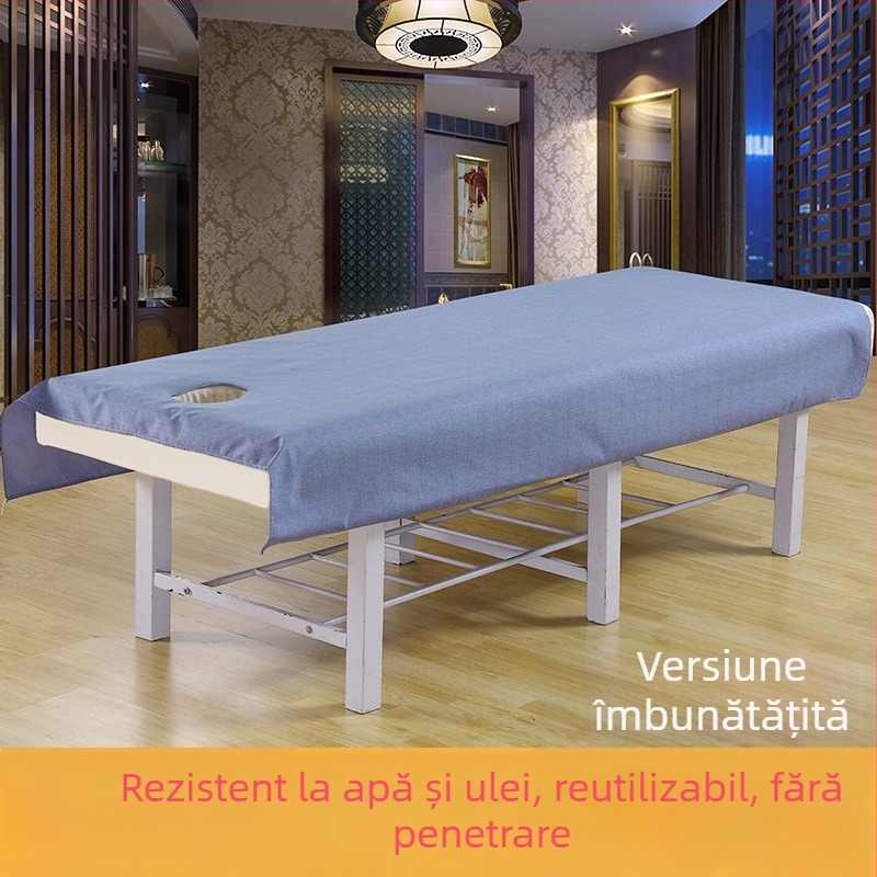 Foaie de pat pentru cosmetică, cu perforații, impermeabilă și rezistentă la ulei, amestec poliester-pamuc, personalizabil