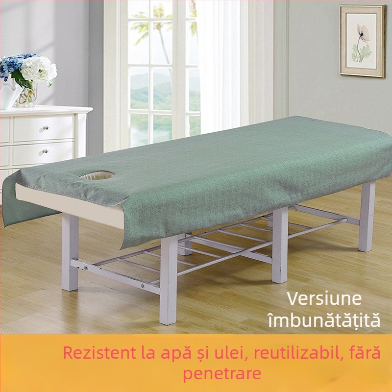 Foaie de pat pentru cosmetică, cu perforații, impermeabilă și rezistentă la ulei, amestec poliester-pamuc, personalizabil