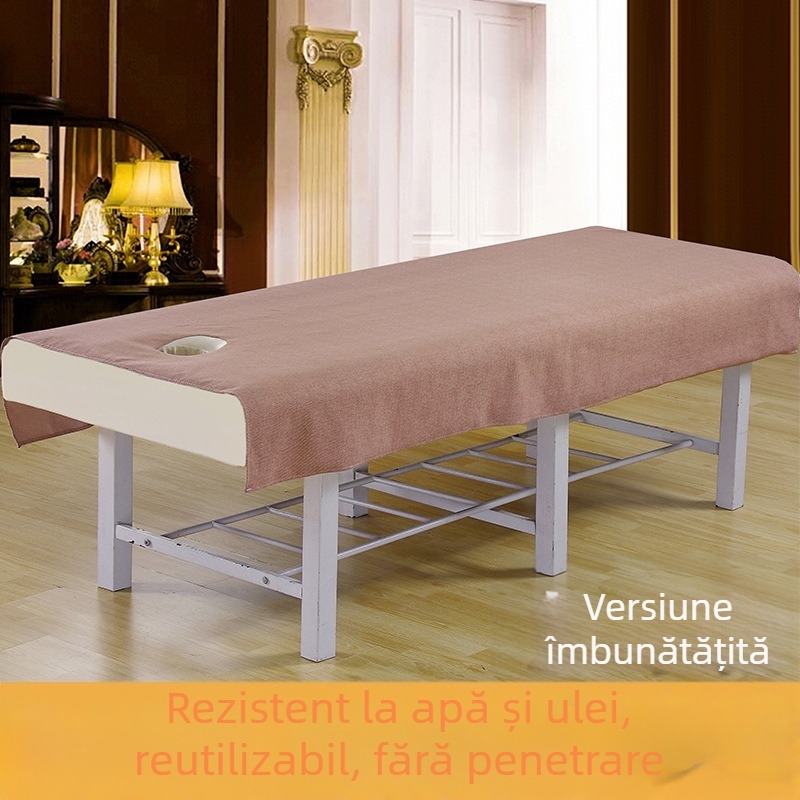 Foaie de pat pentru cosmetică, cu perforații, impermeabilă și rezistentă la ulei, amestec poliester-pamuc, personalizabil