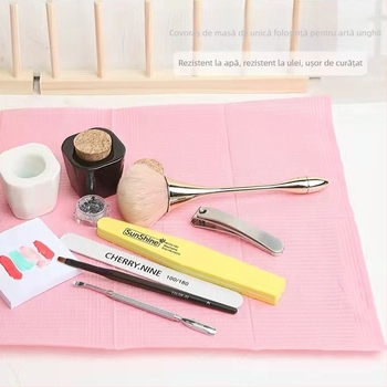 Covoraș de masă pentru manichiură, de unică folosință - Hârtie, 47 g, Dreptunghiular, Model personalizabil, Logo tipărit