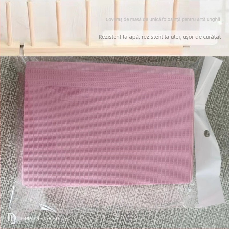 Covoraș de masă pentru manichiură, de unică folosință - Hârtie, 47 g, Dreptunghiular, Model personalizabil, Logo tipărit