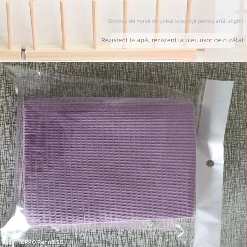 Covoraș de masă pentru manichiură, de unică folosință - Hârtie, 47 g, Dreptunghiular, Model personalizabil, Logo tipărit