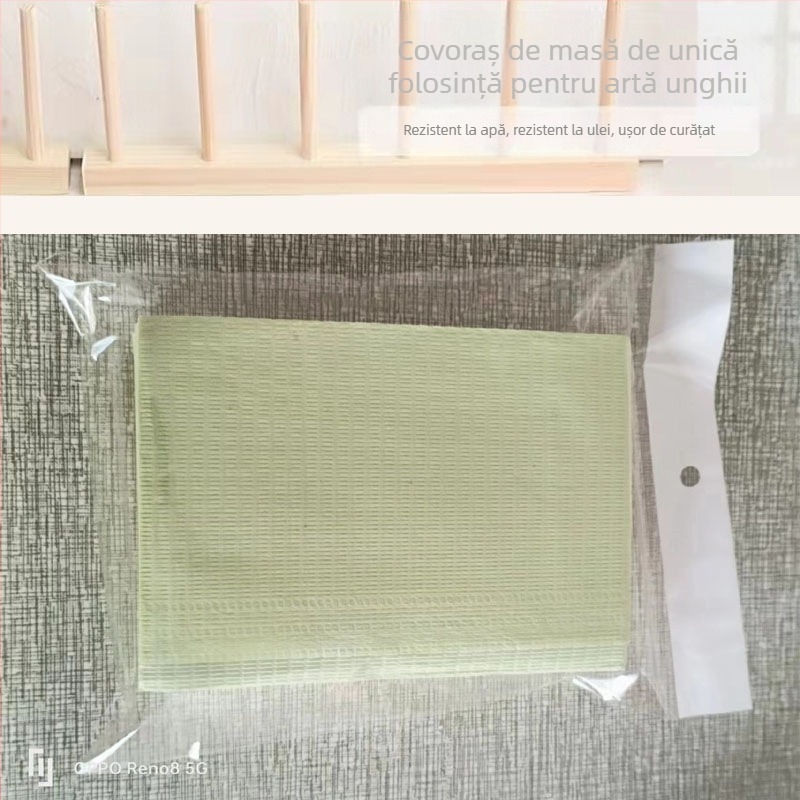 Covoraș de masă pentru manichiură, de unică folosință - Hârtie, 47 g, Dreptunghiular, Model personalizabil, Logo tipărit