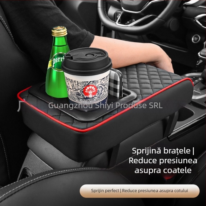 Universal panou de braț auto cu suport central pentru cot, suport pentru pahare și compartiment de depozitare; material ABS; marca Eleven; personalizabil