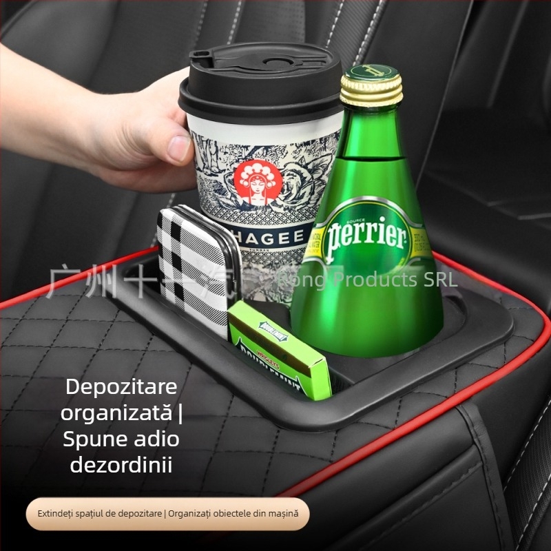 Universal panou de braț auto cu suport central pentru cot, suport pentru pahare și compartiment de depozitare; material ABS; marca Eleven; personalizabil