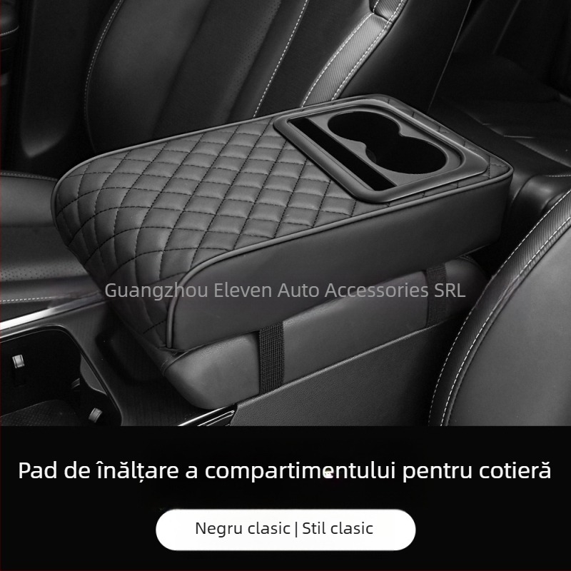 Universal panou de braț auto cu suport central pentru cot, suport pentru pahare și compartiment de depozitare; material ABS; marca Eleven; personalizabil