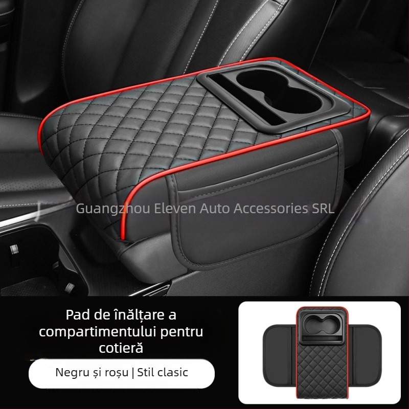 Universal panou de braț auto cu suport central pentru cot, suport pentru pahare și compartiment de depozitare; material ABS; marca Eleven; personalizabil