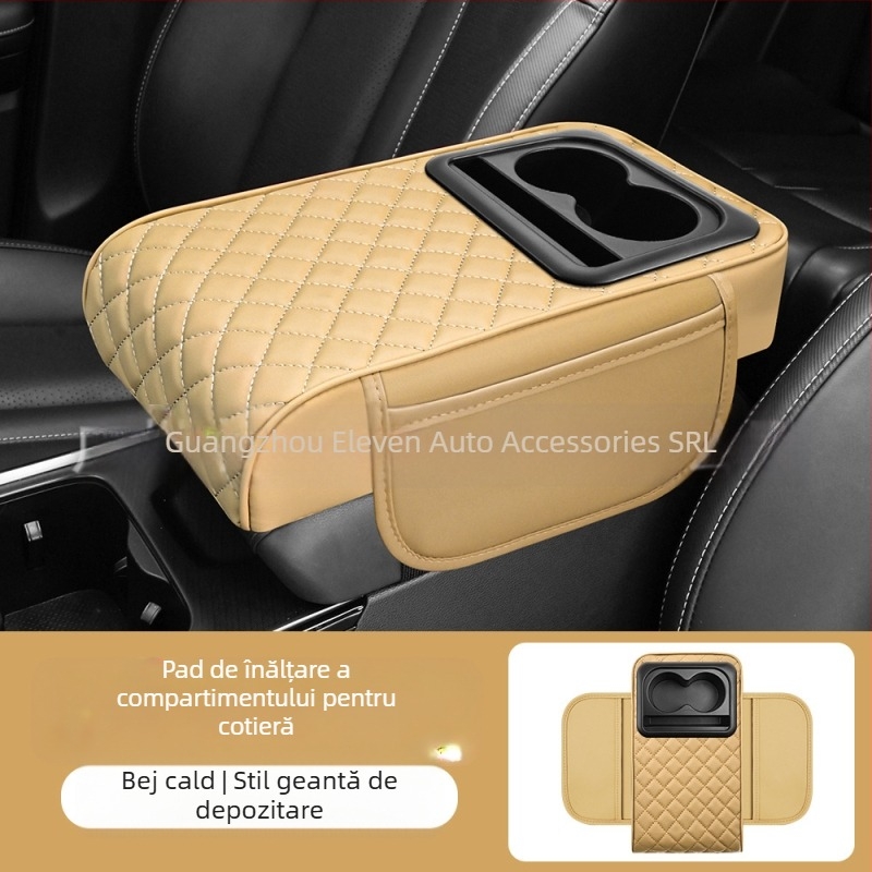 Universal panou de braț auto cu suport central pentru cot, suport pentru pahare și compartiment de depozitare; material ABS; marca Eleven; personalizabil