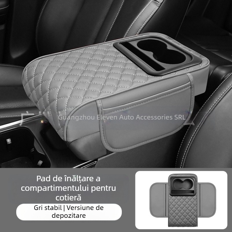 Universal panou de braț auto cu suport central pentru cot, suport pentru pahare și compartiment de depozitare; material ABS; marca Eleven; personalizabil